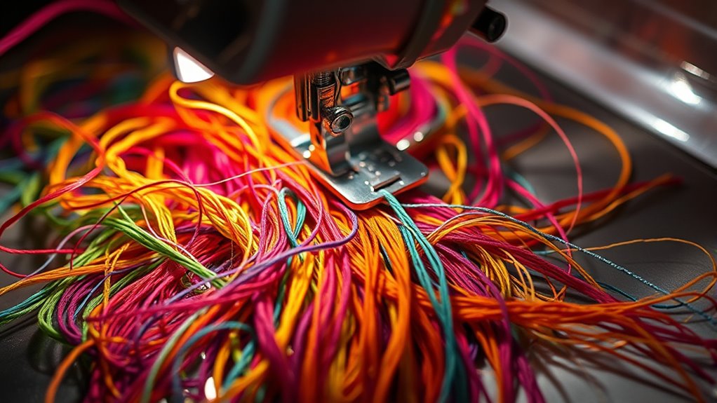 sewing threads bunch together